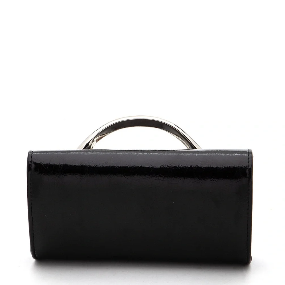 Silver Vegan Leather Clutch Bag